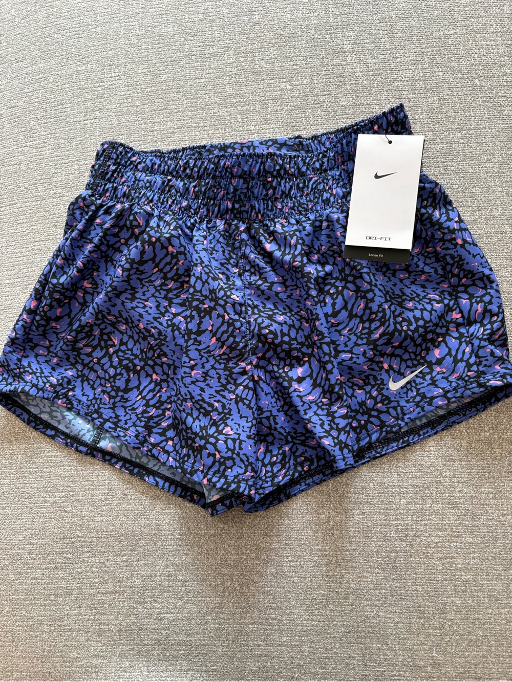 Nike Women’s Purple and Black Printed Dri-FIT Athletic Shorts